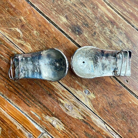 Vintage Artisan Belt Buckle Brutalist Mixed Silver Metal Boho Heavy Statement 6\